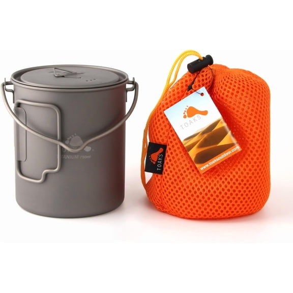 Titanium 750ml Pot with Bail Handle for Ultralight Camping, Backpacking Cookware and Mug