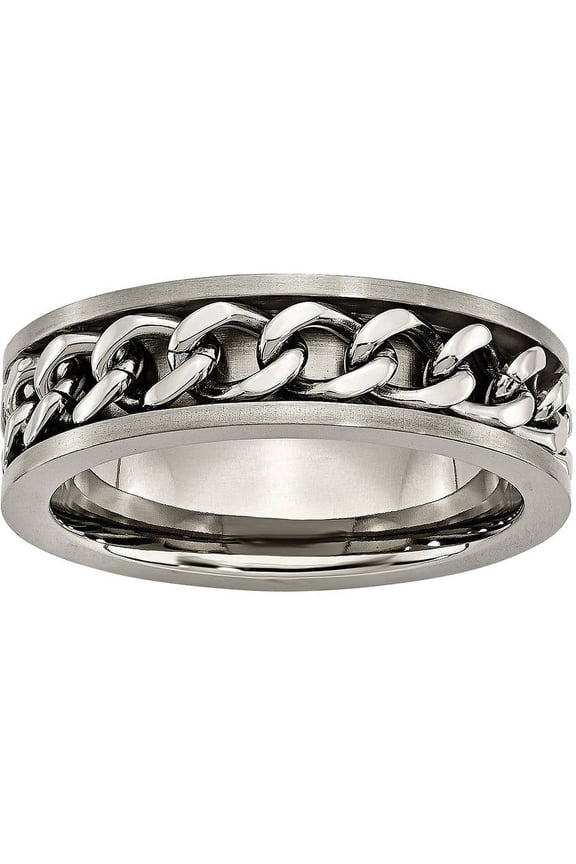 Titanium 7mm Chain Inlay Brushed Band