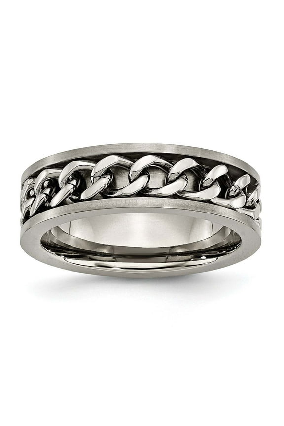 Titanium 7mm Chain Inlay Brushed Band