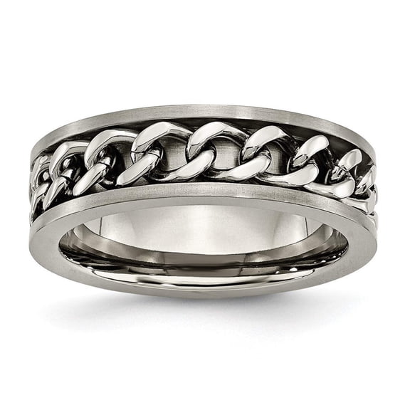 Titanium 7mm Chain Inlay Brushed Band