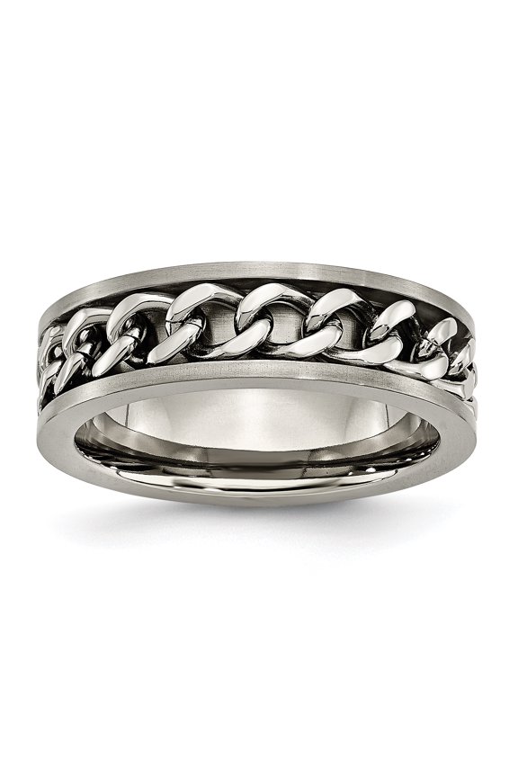 Titanium 7mm Chain Inlay Brushed Band