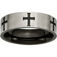 thumbnail image 1 of Titanium 7mm Cross Black IP-plated Brushed & Polished Band, 1 of 10