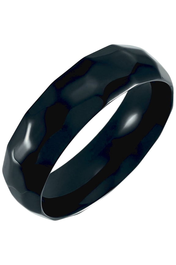 Titanium 7mm Polished Comfort-fit Band With Hammered Finish Size 9 Ring for Women and Men