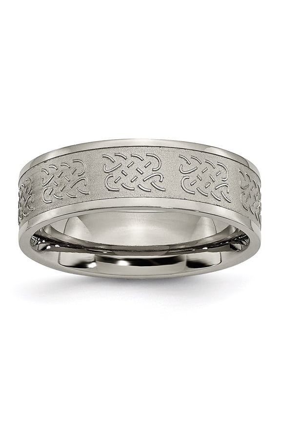 Titanium 7mm Satin and Polished Fancy Design Band S:6