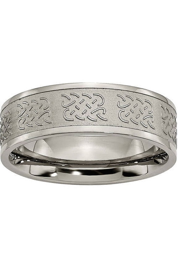 Titanium 7mm Satin and Polished Fancy Design Band
