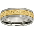 thumbnail image 1 of Titanium 7mm Yellow Ip-Plated X Design Grooved Satin Band (Size 8) Made In China tb244-8, 1 of 5