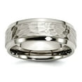 thumbnail image 1 of Titanium 8mm Beveled Edge Hammered and Polished Band Ring Size 14.5 Ring for Women and Men, 1 of 2
