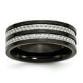 thumbnail image 1 of Titanium 8mm Black IP-plated with Carbon Fiber Inlay Polished Band Size: 9; for Adults and Teens; for Women and Men, 1 of 6