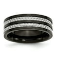 thumbnail image 1 of Titanium 8mm Black-plated with Carbon Fiber Inlay Polished Band Ring - Size 10.5, 1 of 2