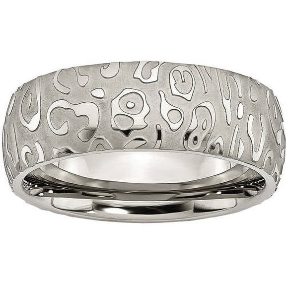 Titanium 8mm Brushed and Polished Textured Band