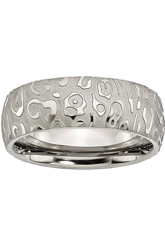 Titanium 8mm Brushed and Polished Textured Band