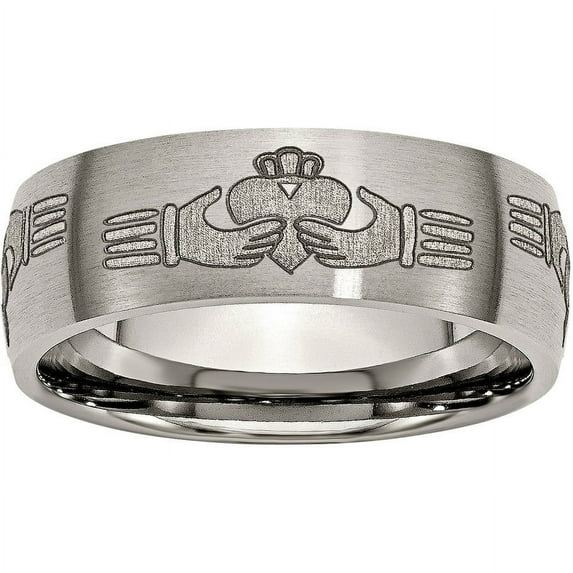 Titanium 8mm Laser Design Brushed Band