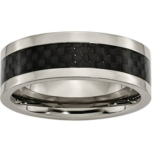 Titanium 8mm Polished with Black Carbon Fiber Inlay Band