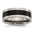 thumbnail image 1 of Titanium 8mm Polished with Carbon Fiber Inlay Band Ring - Size 9, 1 of 2