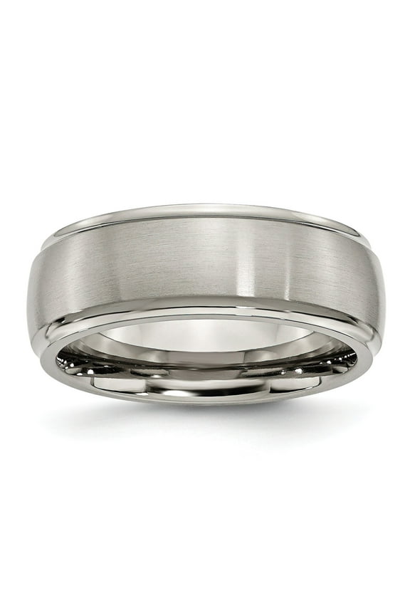 Titanium 8mm Satin Mens Wedding Ring Band Size 14