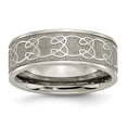 thumbnail image 1 of Titanium 8mm Satin and Polished Scroll Design Band Ring - Size 11.5, 1 of 2