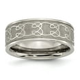 thumbnail image 1 of Titanium 8mm Satin and Polished Scroll Design Band Size: 13; for Adults and Teens; for Women and Men, 1 of 6