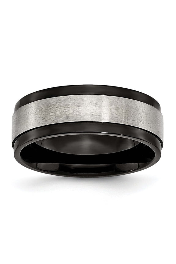 Titanium 8mm Two tone Engravable Beveled Edge Polished and satin Satin and Polished Band Ring Size 12 Jewelry for Women