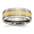thumbnail image 1 of Titanium 8mm Yellow IP-plated Satin/Polished Ridged Edge Band S:8, 1 of 6