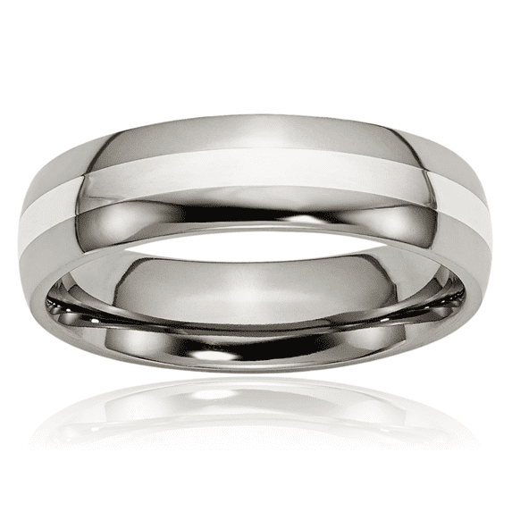 Titanium 925 Sterling Silver 6mm Wedding Band Ring