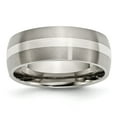 thumbnail image 1 of Titanium 925 Sterling Silver Inlay 8mm Brushed Band Size: 13; for Adults and Teens; for Women and Men, 1 of 6