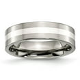 thumbnail image 1 of Titanium 925 Sterling Silver-Inlay Flat 6mm Wedding Band Ring Size 8, 1 of 7