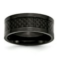 thumbnail image 1 of Titanium 9mm Black-plated With Carbon Fiber Inlay Polished Band Ring - Size 8.5, 1 of 2