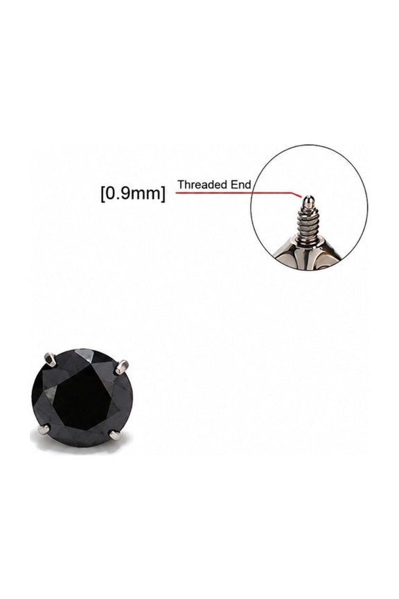 Titanium Alloy CZ Body Piercing Jewelry, Prong Set Cartilage Lip Tongue Brow Stud