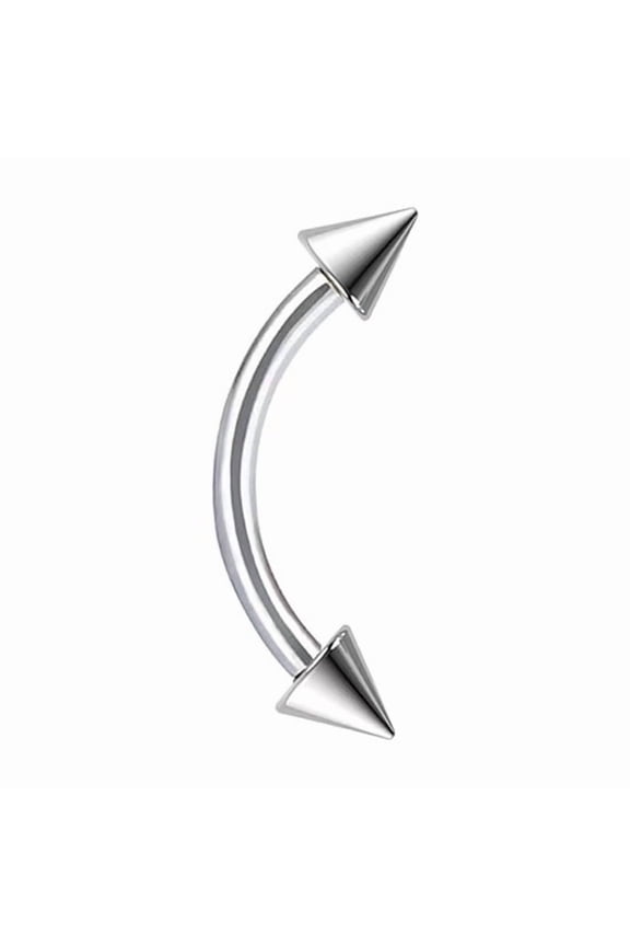Titanium Alloy Curved Barbells Eyebrow Rings with Spikes Stainless Steel color 4mm Rod Length: 6mm Titanium Alloy
