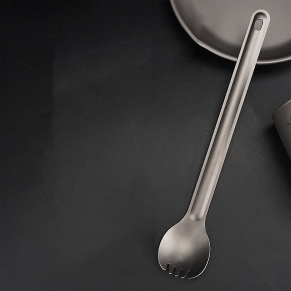 Titanium Alloy Cutlery Set Portable Spoon Fork Camping Tableware Lightweight Travel Utensils Outdoor Hiking Picnic Durable Reusable Dinnerware Set with Storage Bag Survival Camping Gear