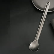 Titanium Alloy Cutlery Set, Portable Spoon Fork Outdoor Camping Gear, Durable Wear Resistant Easy Clean Dining Utensils, Hiking Backpack Travel Convenient Carry Storage Bag Included, AESTIVO