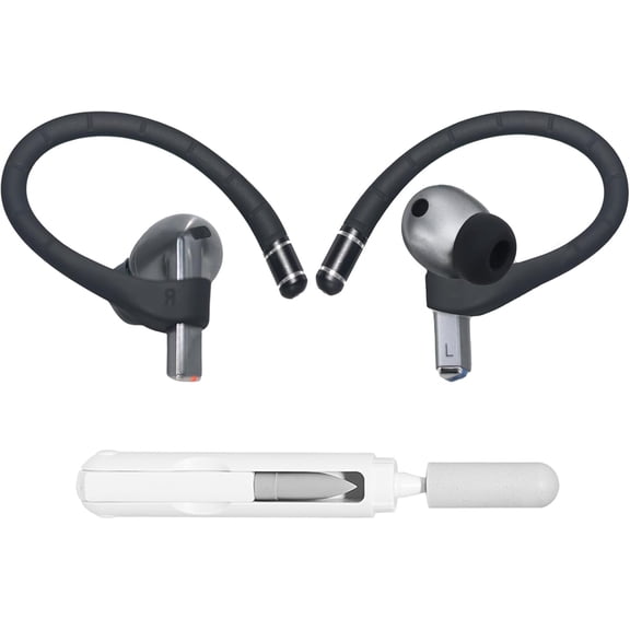 Titanium Alloy Ear Hooks for Samsung Galaxy Buds 3 Pro, Galaxy Buds 3 FE, Galaxy Buds 3 [Added Anti-Lost Lanyard & 3-in-1 Cleaning Kit], Anti-Slip Sports Accessories Ear Hooks - Black