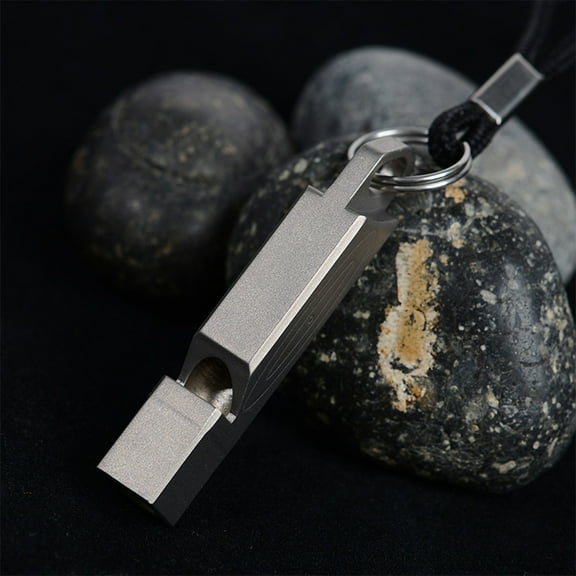 Titanium Alloy Emergency Whistle High Decibels Necklace Lanyard Survival Whistle for Outdoor Hiking Camping