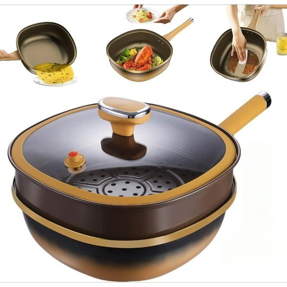 Titanium Alloy Non-Stick Pot with Lid,Premium Titanium Non-Stick Cookware for Healthy, for Frying Eggs, Stir-Frying, Stewing, Braisin