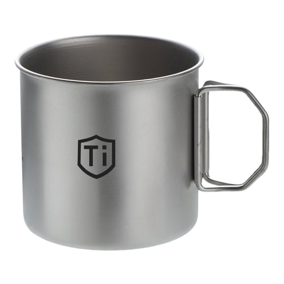 Titanium Alloy Camping Mug with Foldable Handle, Ultralight Portable Hiking Cup, Lightweight Travel Coffee Mug for Camping and Backpacking (Small)