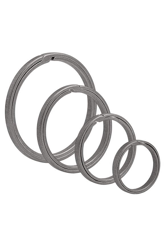 Titanium Alloy Split Key Rings Keychain Clasp Findings Platinum 16~30x2mm Inner Diameter: 13.5~25mm 4pcs/set