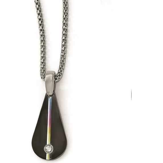 Titanium Anodized Black Ti White Sapphire 2in ext Necklace