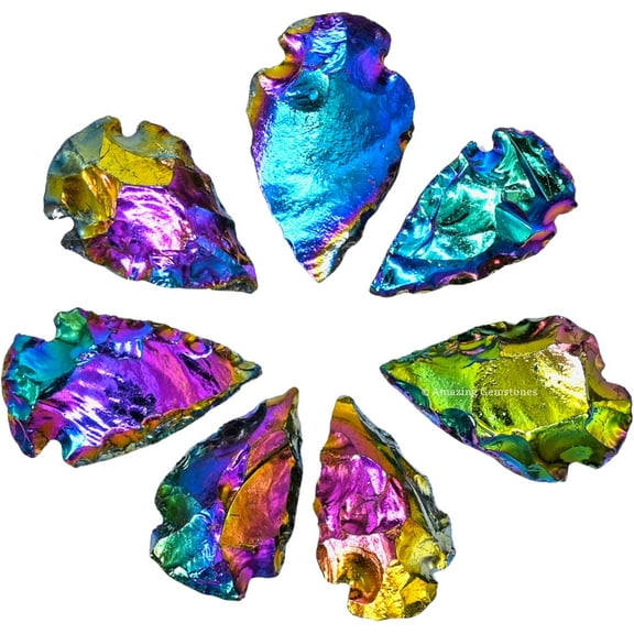 Titanium Aura Quartz Crystal Arrow Head Stone 3 Pieces (1" to 1.5" Inch)