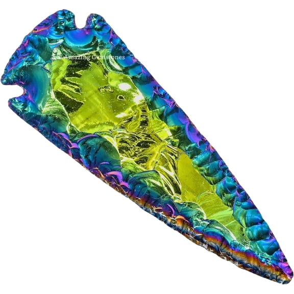 Titanium Aura Quartz Crystal Arrow Head Stone (4" to 5" Inch)