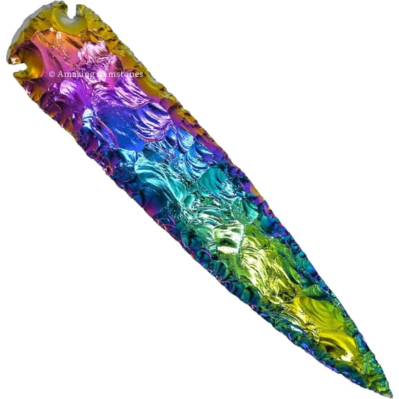 Titanium Aura Quartz Crystal Arrow Head Stone (9" to 10" Inch)