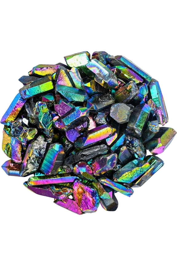 Titanium Aura Quartz Raw Crystals Point and Healing Stones (1 lb)