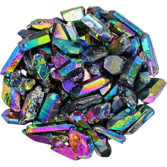 Titanium Aura Quartz Raw Crystals Point and Healing Stones (1 lb)