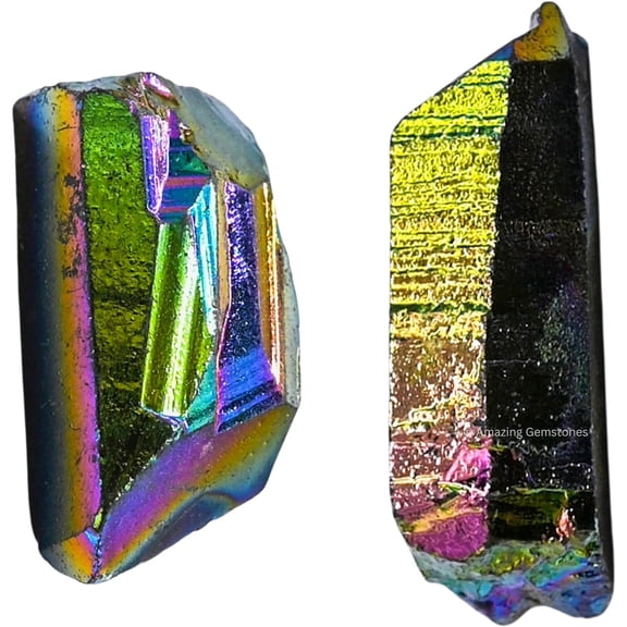 Titanium Aura Quartz Raw Pencil Points Crystals (2 Pieces)
