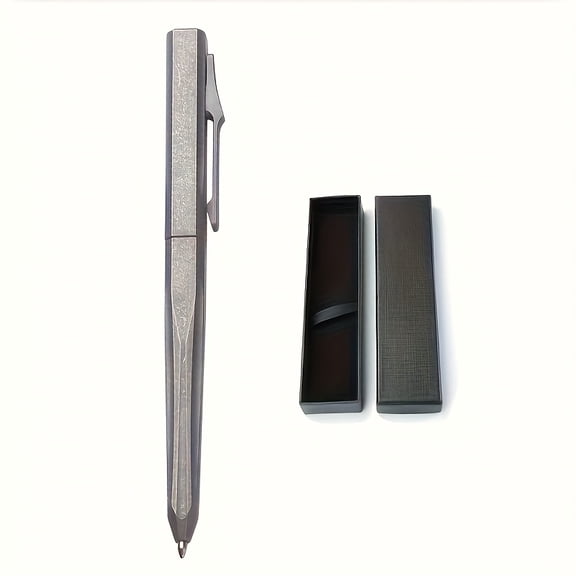 Titanium Ballpoint Writing Pen Side Press Push Clip Retractable 5.28" with Pocket Clip Refillable Compact Size