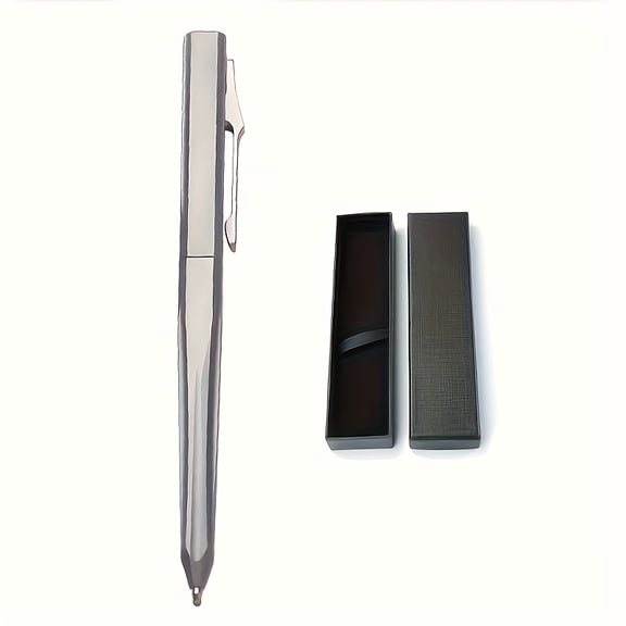 Titanium Ballpoint Writing Pen Side Press Push Clip Retractable 5.28" with Pocket Clip Refillable Compact Size