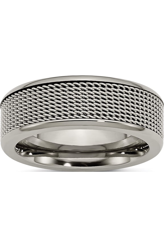Titanium Base With Stainless Steel Mesh Center 8mm Band (Size 13) Made In China tb386-13