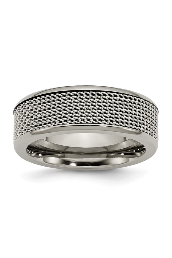 Titanium Base with Stainless Steel Mesh Center 8mm Band Size: 8; for Adults and Teens; for Women and Men