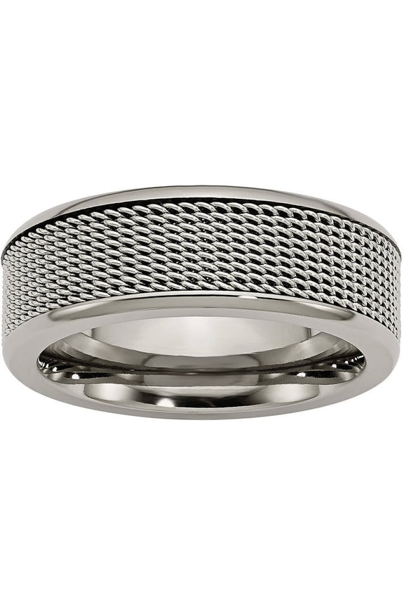 Titanium Base with Stainless Steel Mesh Center 8mm Band