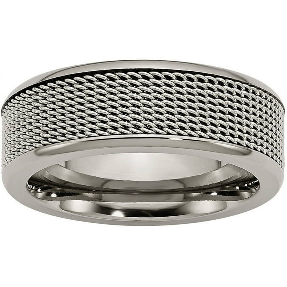 Titanium Base with Stainless Steel Mesh Center 8mm Band