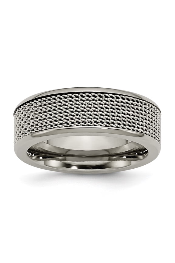 Titanium Base with Stainless Steel Mesh Center 8mm Band